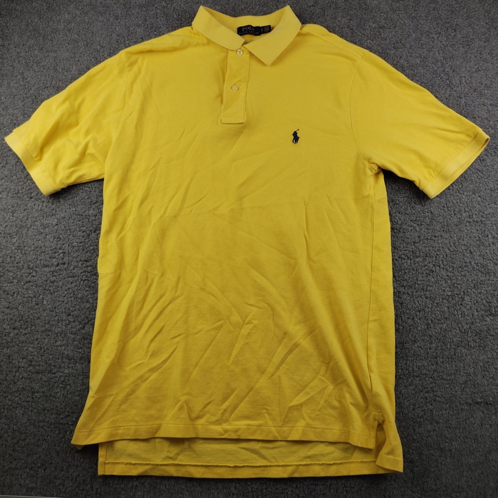 Polo Ralph Lauren Polo Shirt Mens Large T Yellow Cotton Pique Short Sleeve EUC